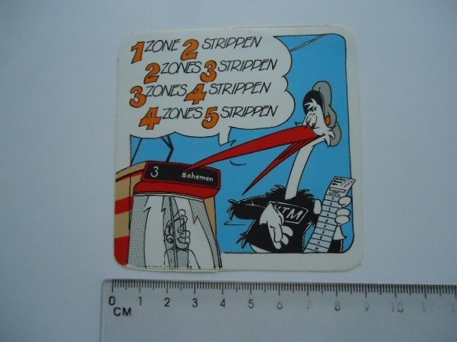 sticker oud HTM tram ov den haag bus Ooievaar strip strippen, Verzenden, Zo goed als nieuw, Bedrijf of Vereniging