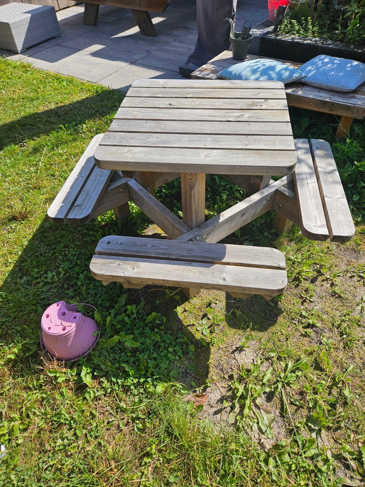 Kinderpicknicktafel van grenenhout, Tuin en Terras, Picknicktafels, Gebruikt, Rechthoekig, Hout, Ophalen