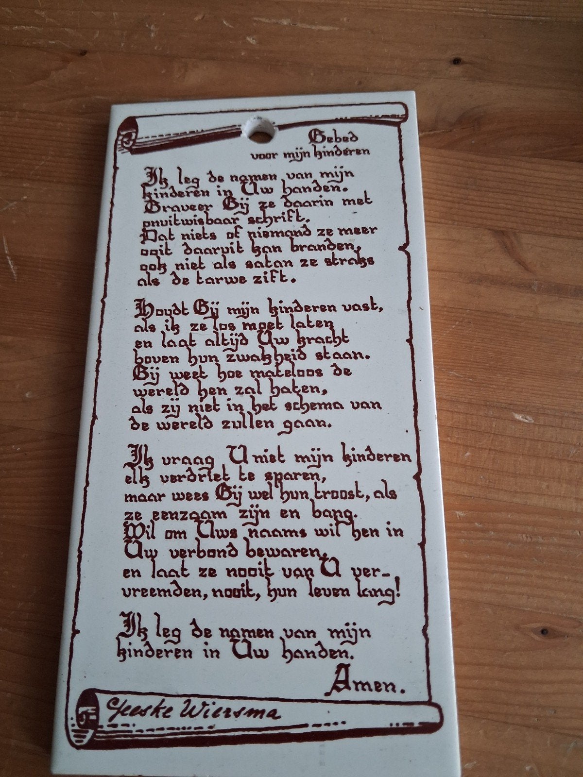 Religieuze tekst op tegeltje, Ophalen of Verzenden, Zo goed als nieuw, 10 cm, 20 cm