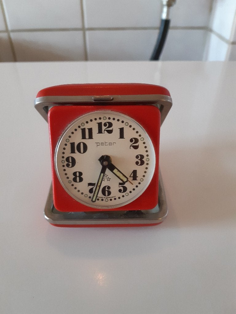 Vintage Peter reiswekker - Werkt goed, Antiek en Kunst, Antiek | Klokken, Ophalen of Verzenden