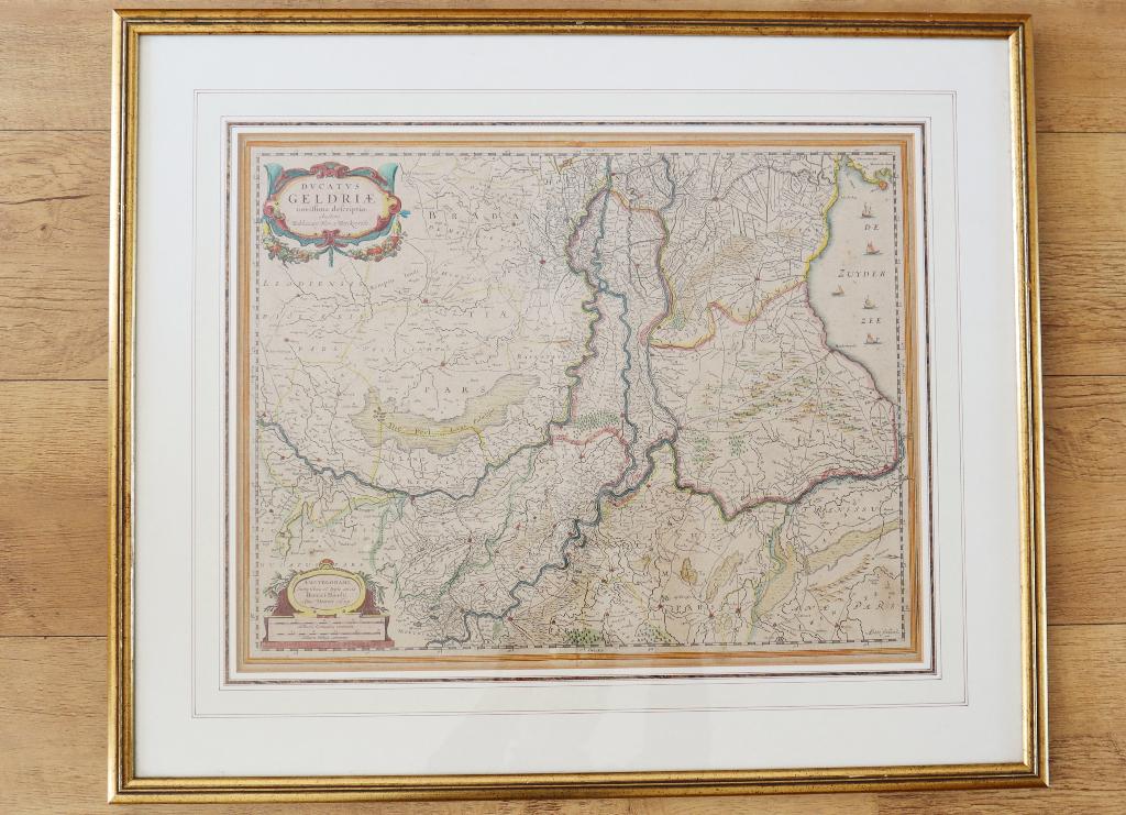 Antieke kaart Gelderland, Hondius 1629, Gelezen, Voor 1800, Ophalen of Verzenden, Landkaart