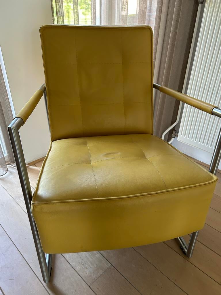 Gele fauteuil van Xooon, Huis en Inrichting, Ophalen, Gebruikt, 75 tot 100 cm, Metaal