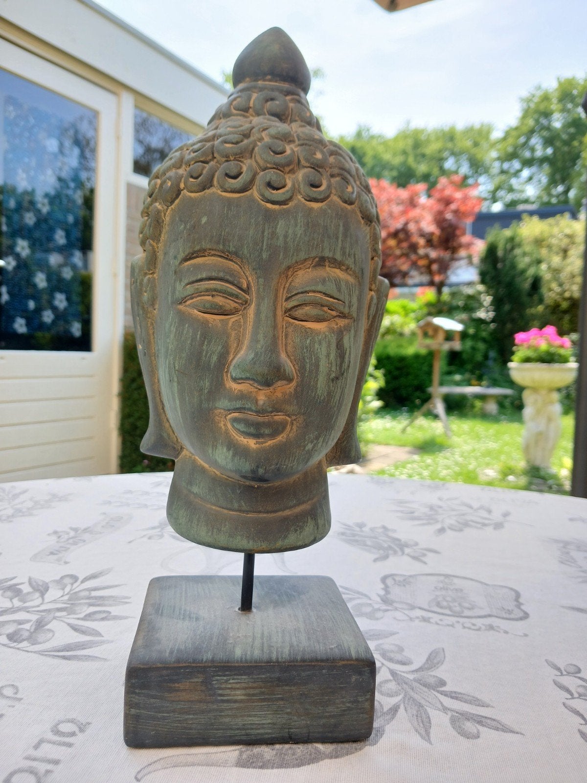 Boeddha Hoofd Beeld op Sokkel - Decoratief, Ophalen, Zo goed als nieuw
