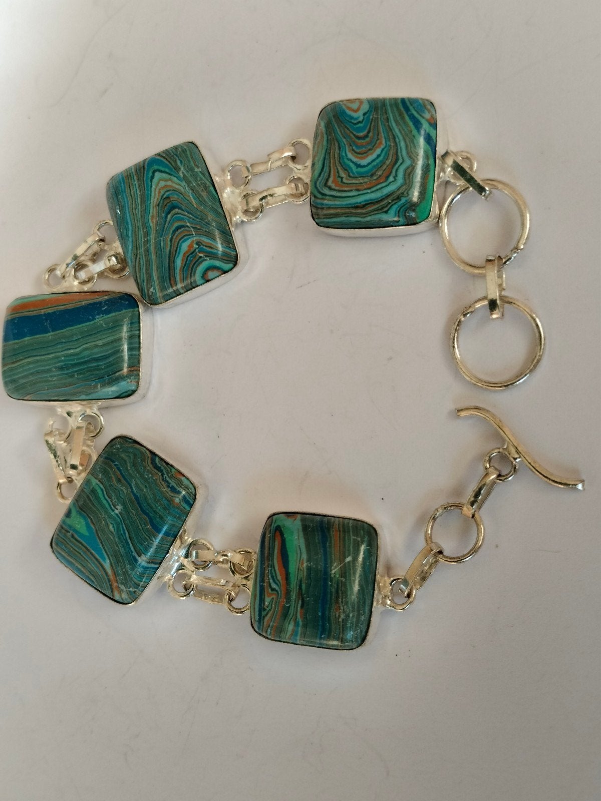 zilveren armband met calsilica 22cm, Overige kleuren, Verzenden, Nieuw, Met edelsteen