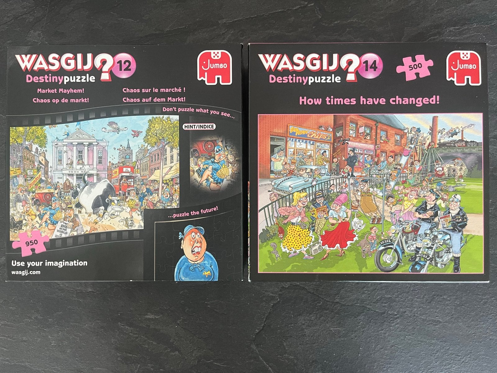 Wasgij Destiny Puzzels - Nrs. 12 & 14 (950 & 500 stukjes), Ophalen of Verzenden, 500 t/m 1500 stukjes, Zo goed als nieuw, Legpuzzel