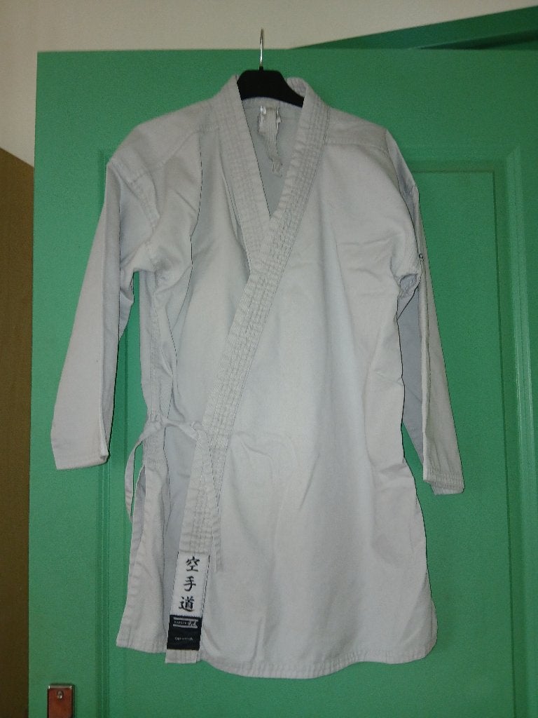 karatepak jasje en broek in goede staat, Ophalen, Gebruikt, Vechtsportpak, Karate