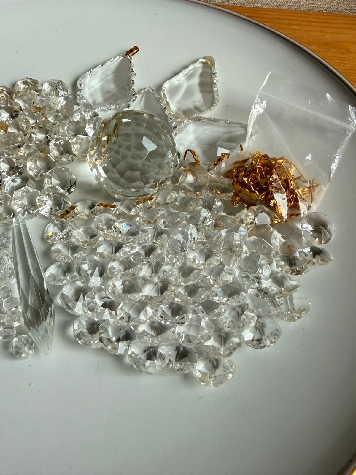 Veel vintage kristal & glas onderdelen lampen/ lamp, Ophalen of Verzenden