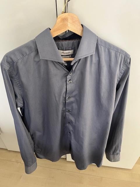 Blauw/grijs overhemd merk Marnelli, mt M, Blauw, Zo goed als nieuw, Marnelli,, Halswijdte 39/40 (M)