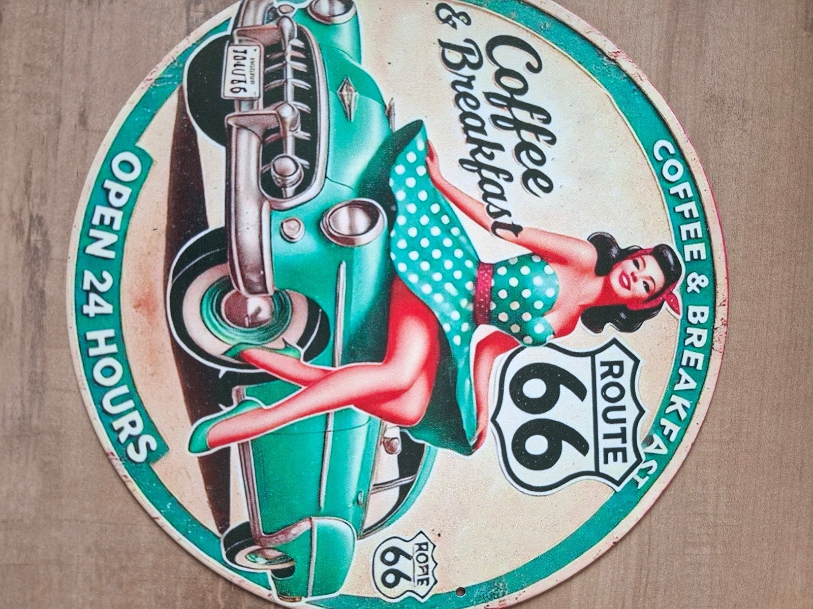 Metalen Bord Route 66 Pin-up Retro Decoratie 20 cm, Ophalen of Verzenden