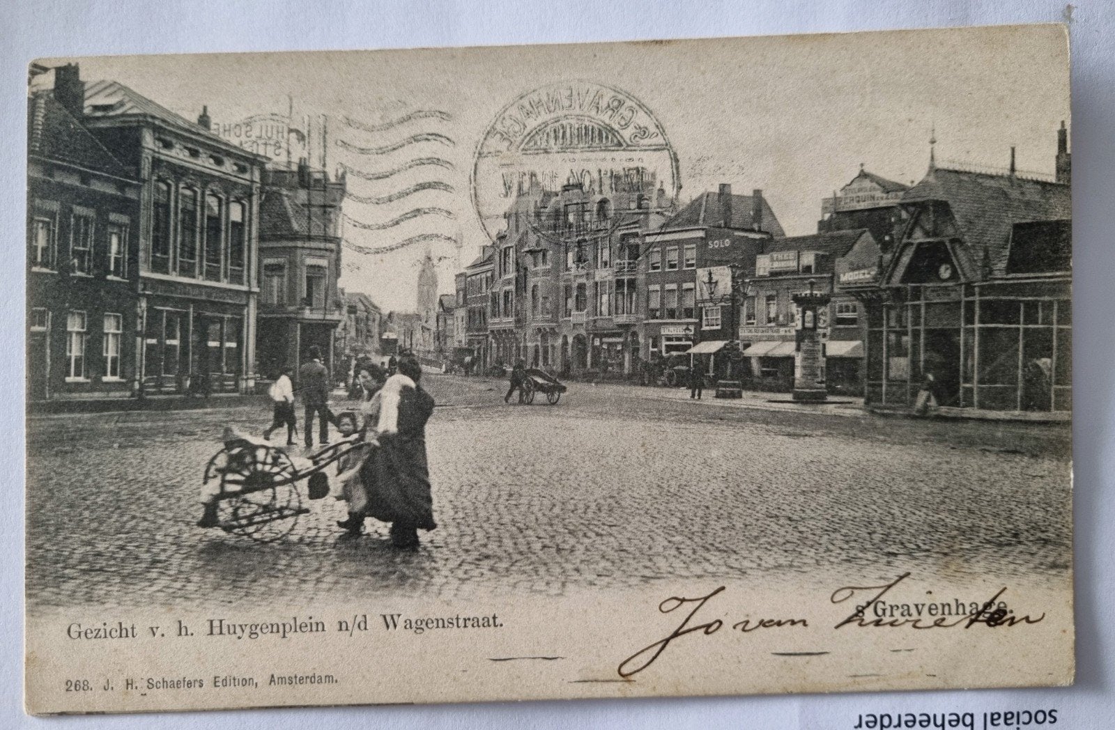 062. Den Haag Huygenspleiin/Wagenstraat.Geanimeerd, Verzamelen, Ansichtkaarten | Nederland, Ophalen of Verzenden, Voor 1920, Zuid-Holland