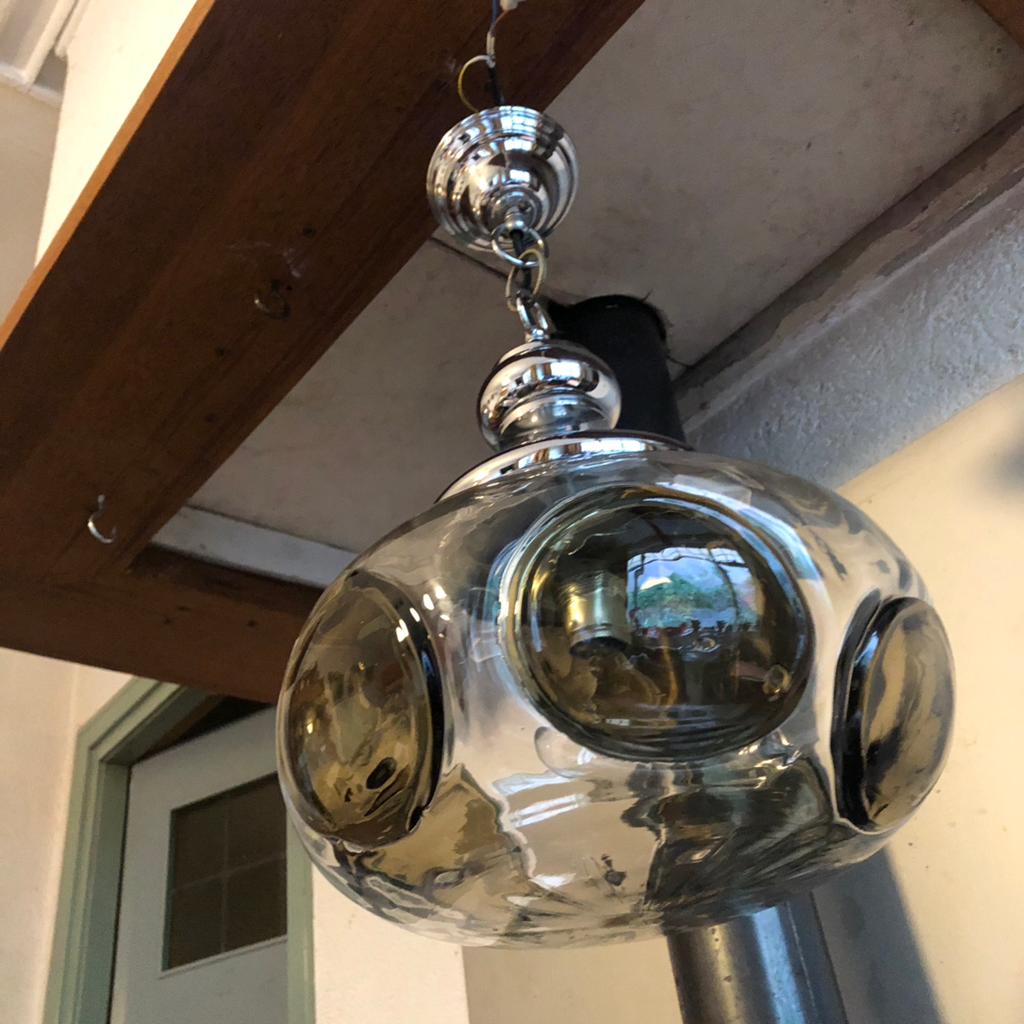 Hanglamp,sixties,zeventies,POP,Mid-Century,Space Age,vintage, Gebruikt, 50 tot 75 cm, Ophalen of Verzenden, Glas