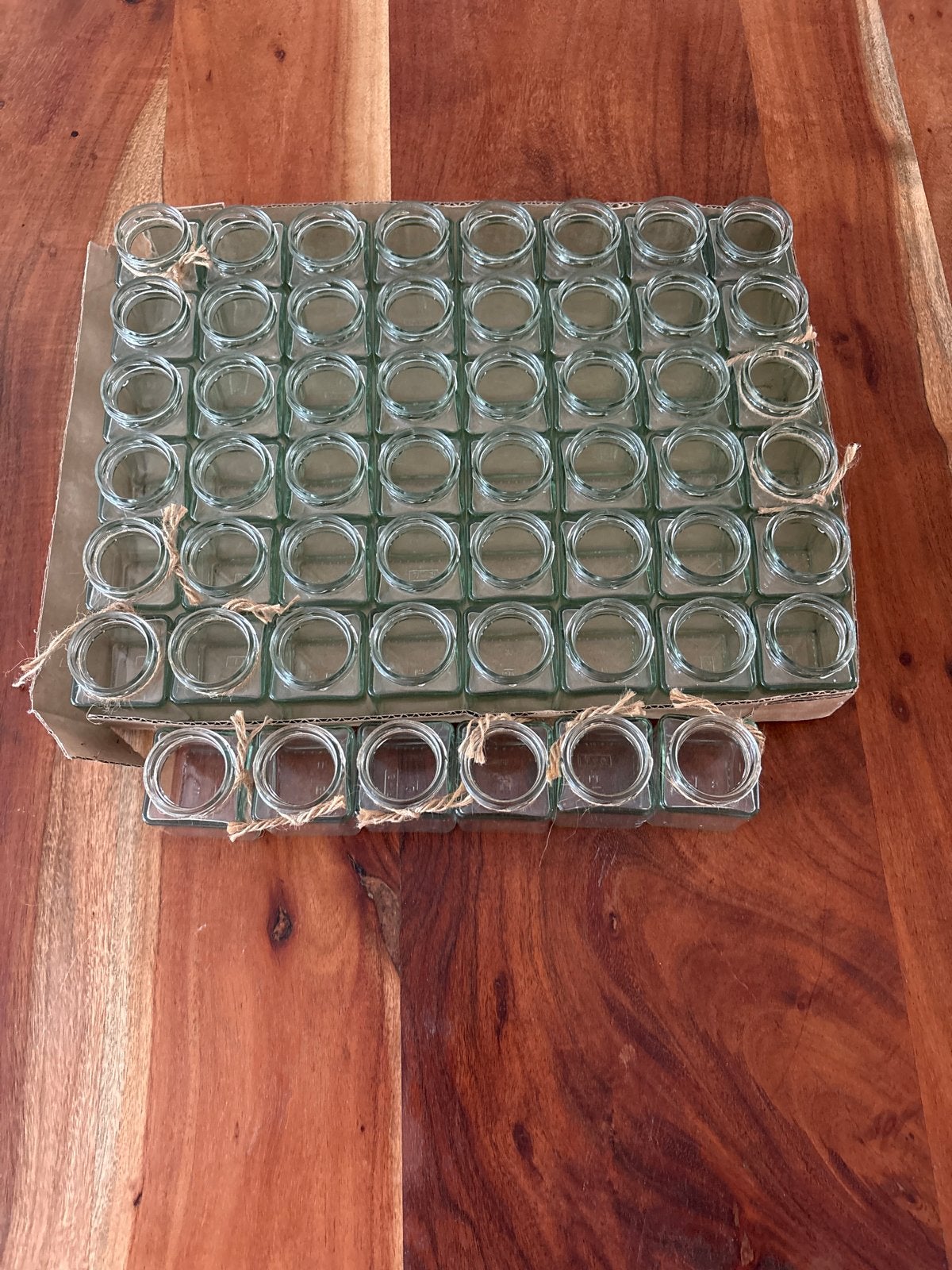 Set mini Glazen potjes met touw en deksel, Ophalen, Met deksel, Vierkant, Glas