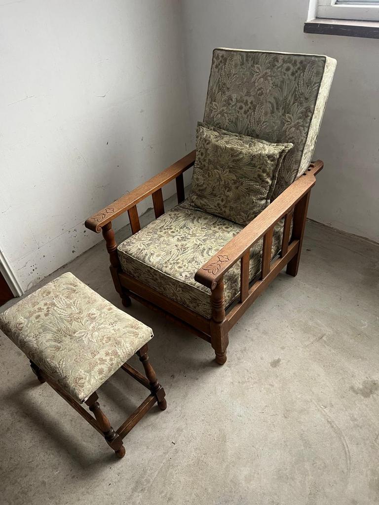 Te koop Verstelbare rokersstoel met bankje, Huis en Inrichting, Stoelen, Ophalen, Gebruikt, Overige kleuren, Eén