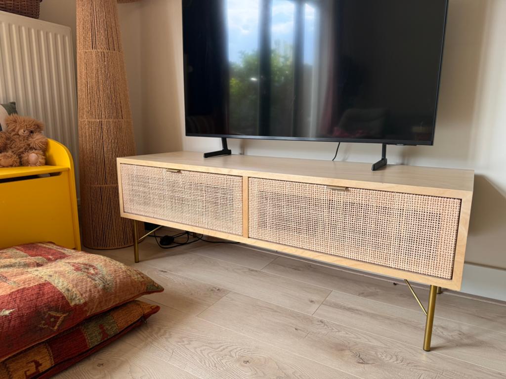 Tv meubel webbing Maisons du Monde, Huis en Inrichting, Kasten | Televisiemeubels, Ophalen, Overige materialen, Gebruikt, Scandi / landelijk / japandi