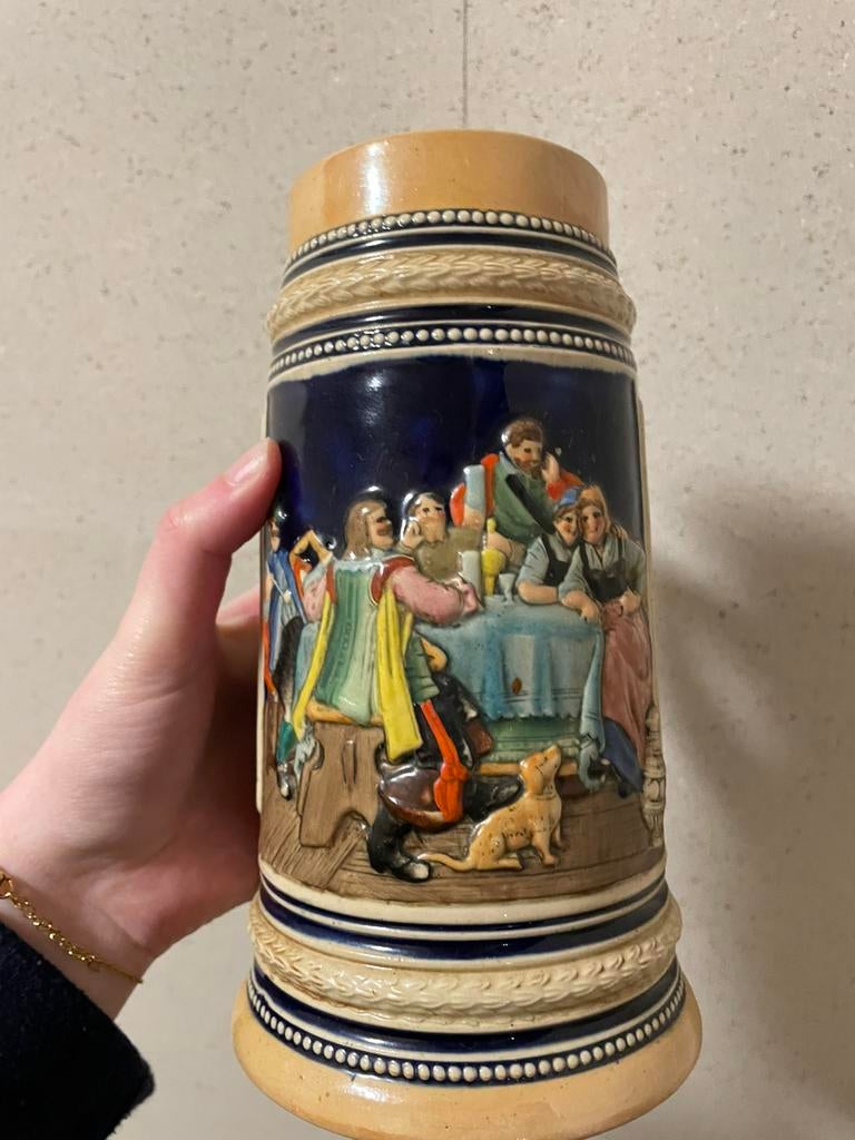 Antieke bier pul met opdruk, Verzamelen, Biermerken, Ophalen of Verzenden, Zo goed als nieuw, Pul(len), Overige merken