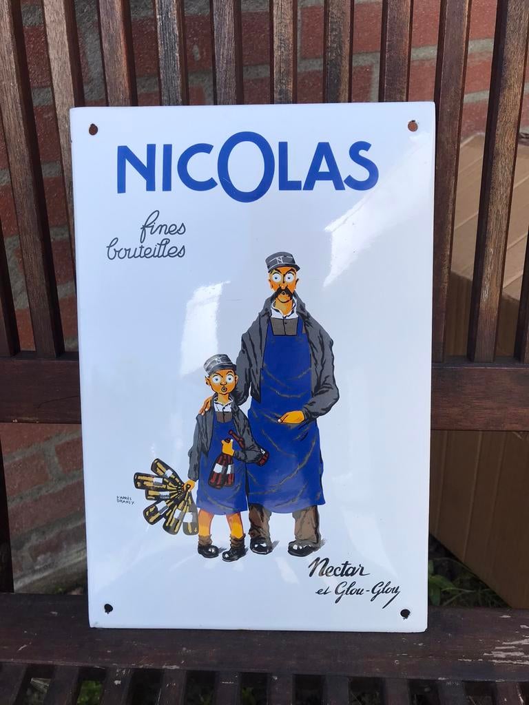 Nicolas emaille reclamebord, Verzamelen, Merken en Reclamevoorwerpen, Ophalen of Verzenden, Zo goed als nieuw, Reclamebord