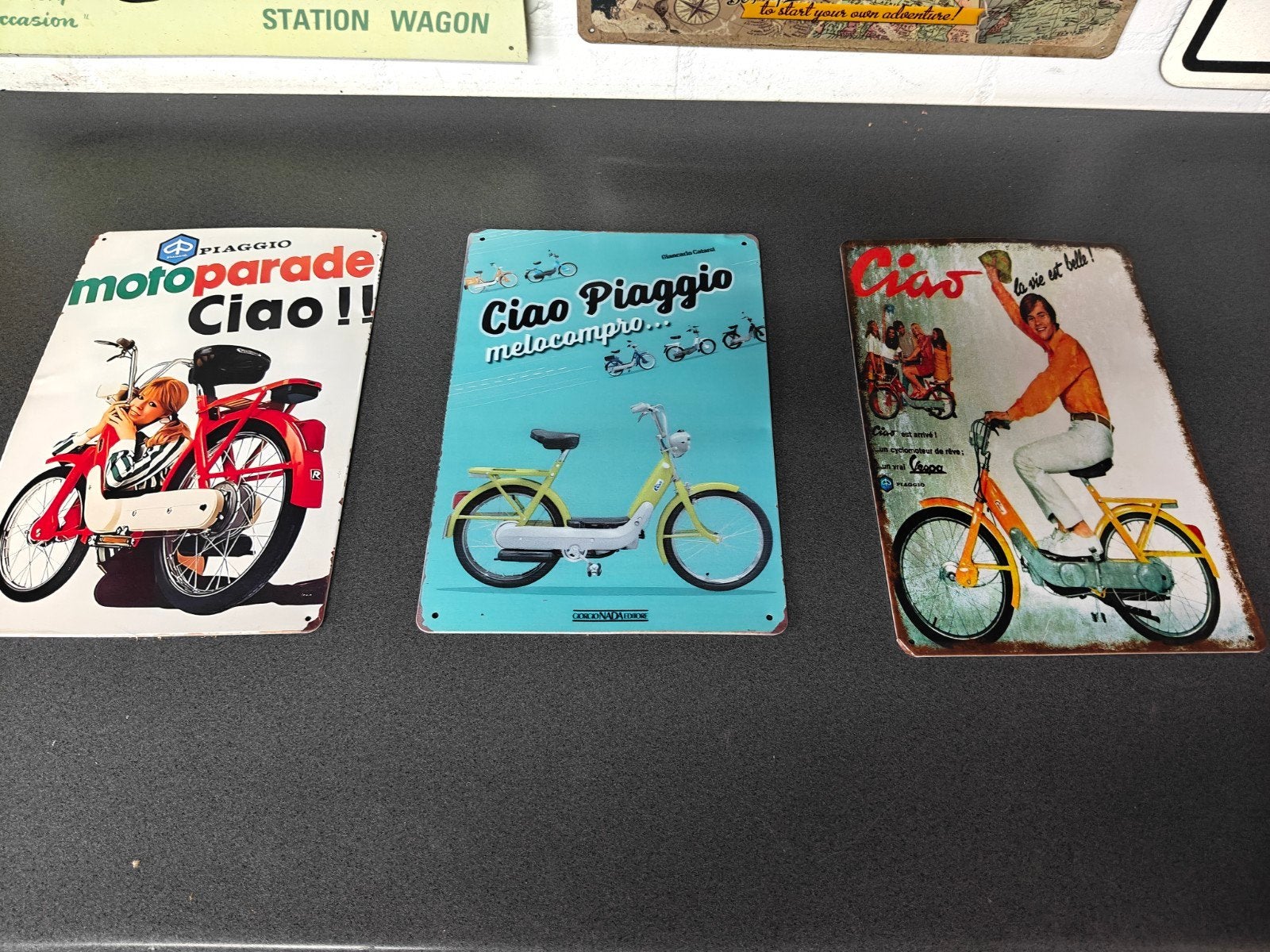 vespa piaggio ciao reclame borden decoratie, Ophalen