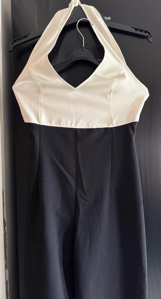 Chique Halter Jumpsuit Zwart/Wit - Gala/Bruiloft Maat S, Ophalen of Verzenden, Nieuw, Maat 36 (S), Zwart
