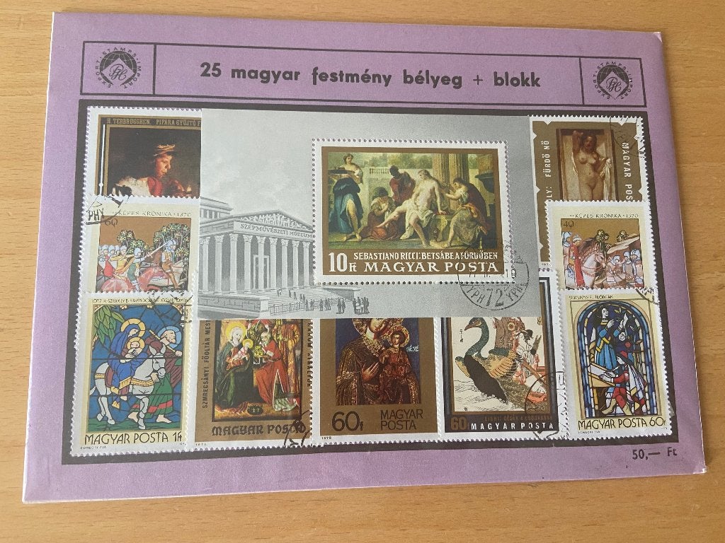 Blok Hongaarse schilderij postzegels, Ophalen of Verzenden, Postfris