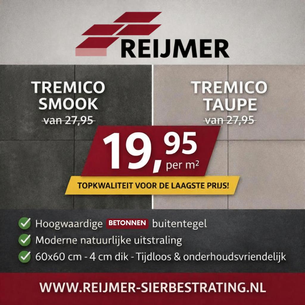 Tremico Betontegels 60x60 | NU €19,95 p/m², Ophalen, Nieuw, 10 m² of meer, Reijmer Sierbestrating