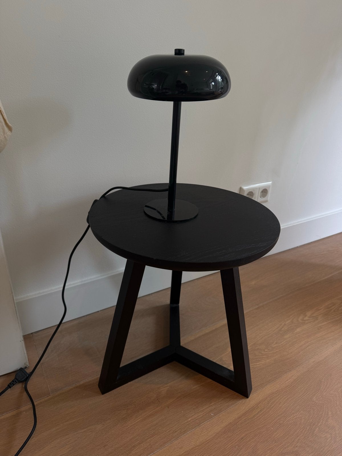 Zwarte bijzettafel met lamp - Set van 2, Ophalen, Zo goed als nieuw, Hout