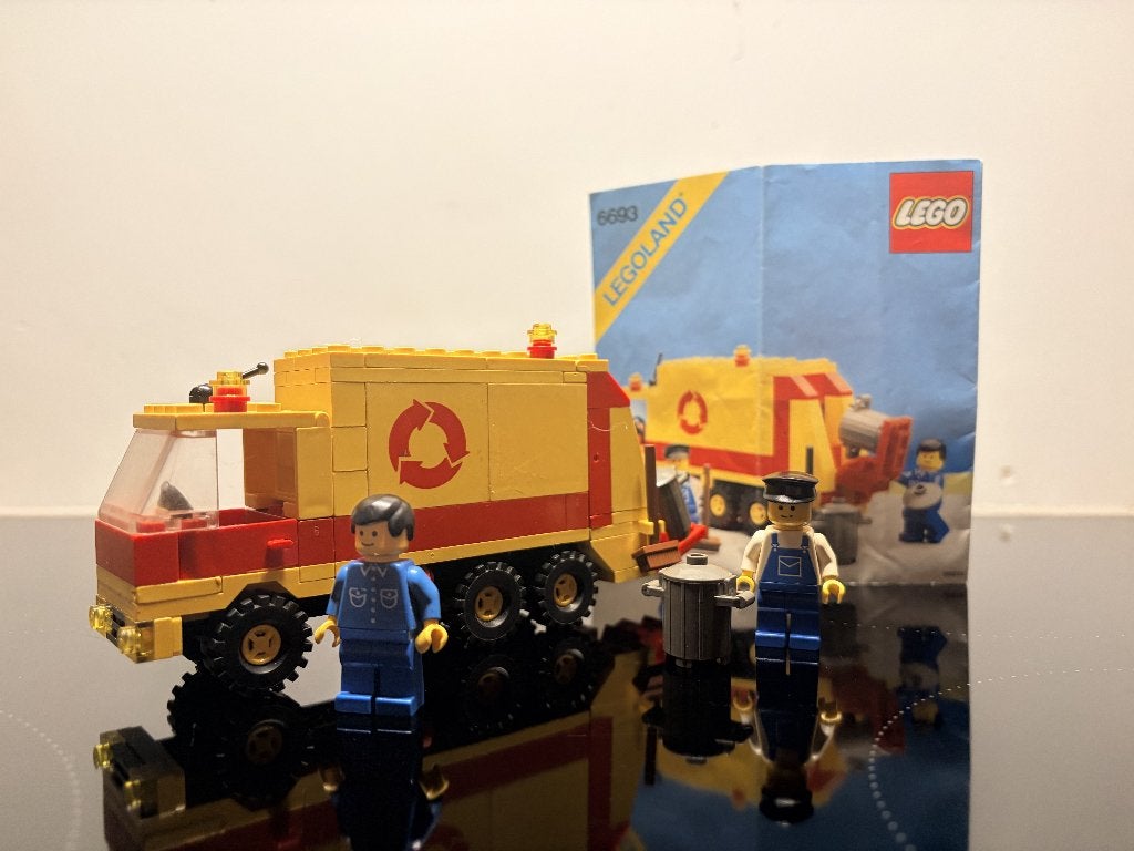 LEGO Legoland 6693 Vuilniswagen met instructies en figuren, Compleet, Gebruikt, Lego, Ophalen of Verzenden