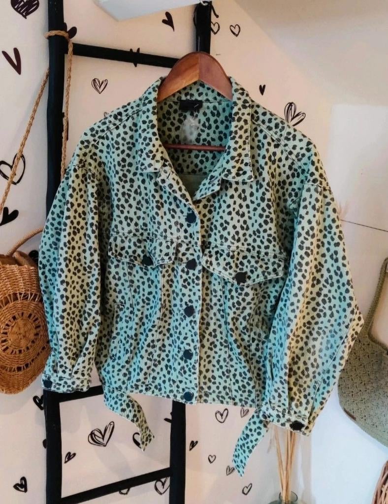 Trendy spijkerjack met dalmatiërprint Seven sisters, Maat 38/40 (M), Ophalen of Verzenden, Groen, Onbekend