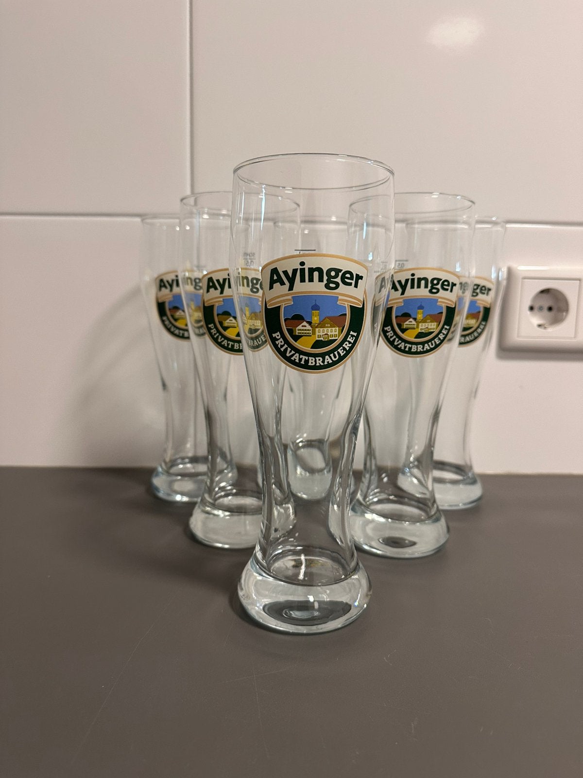6 originele Ayinger Weizenglazen – 0,5L, Ophalen of Verzenden, Zo goed als nieuw, Glas of Glazen, Overige merken