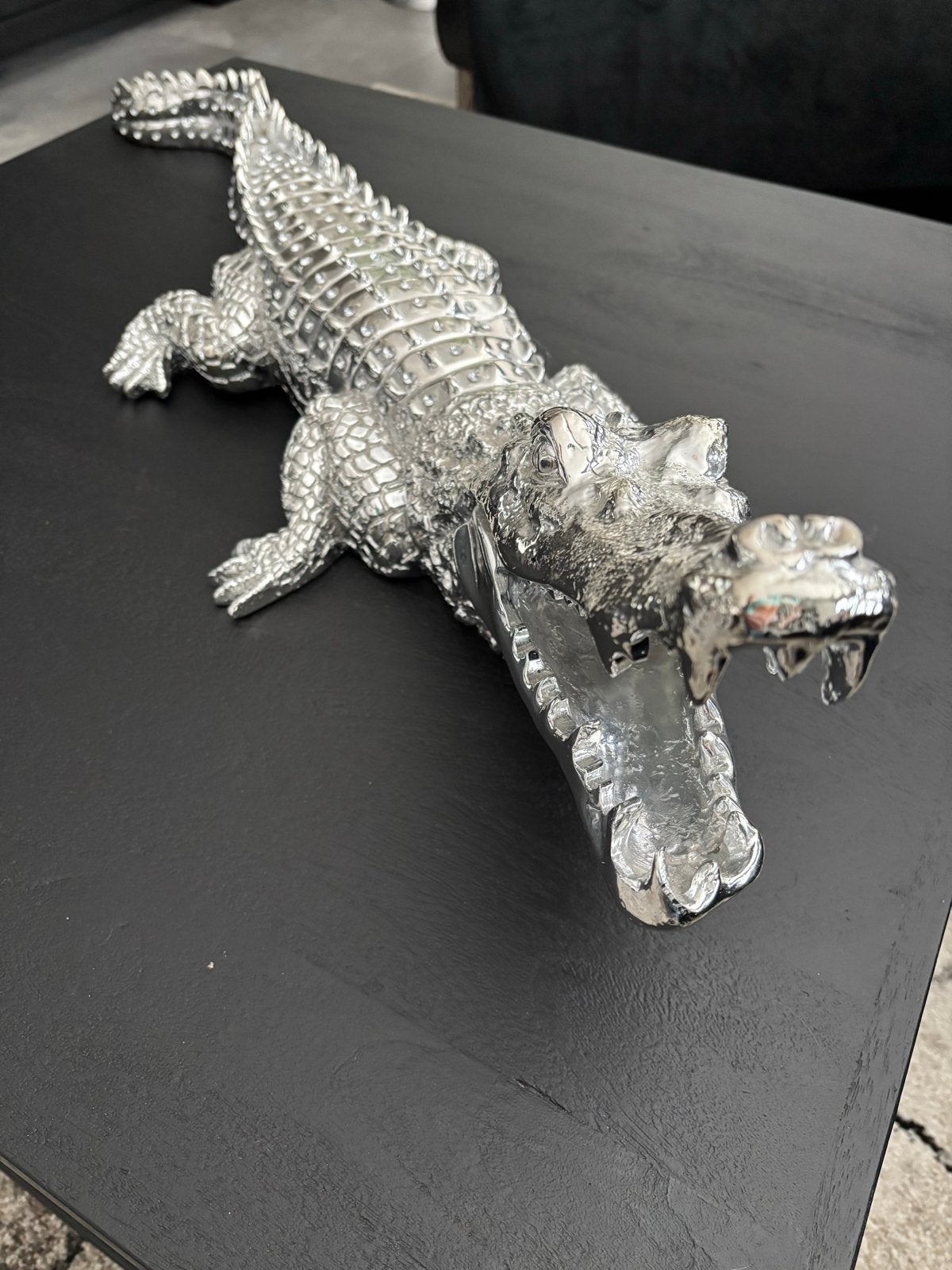 Krokodil Eric Kuster stijl met strass - 90 cm, Ophalen of Verzenden, Gebruikt, Zilver, Modern