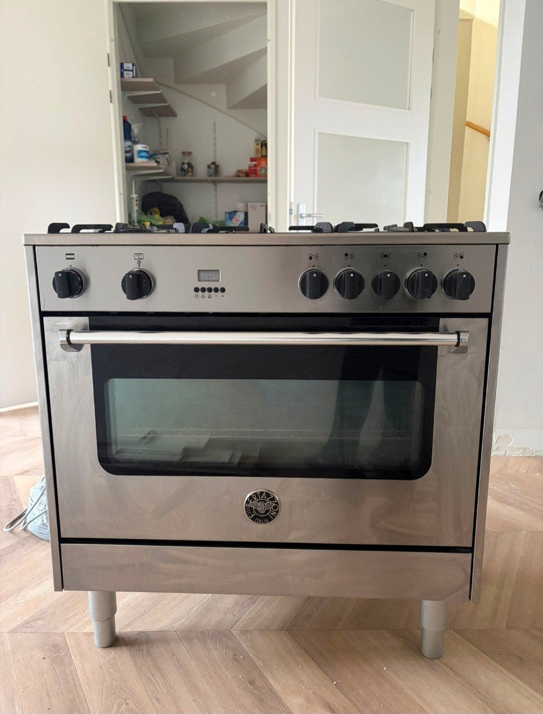 Bertazzoni gasfornuis RVS 5pits 90 cm breed, Ophalen, Gebruikt, 60 cm of meer, Gas
