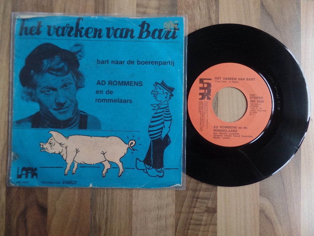 single  Ad Rommens - het varken van bart*, Ophalen of Verzenden, Gebruikt, 7 inch, Nederlandstalig