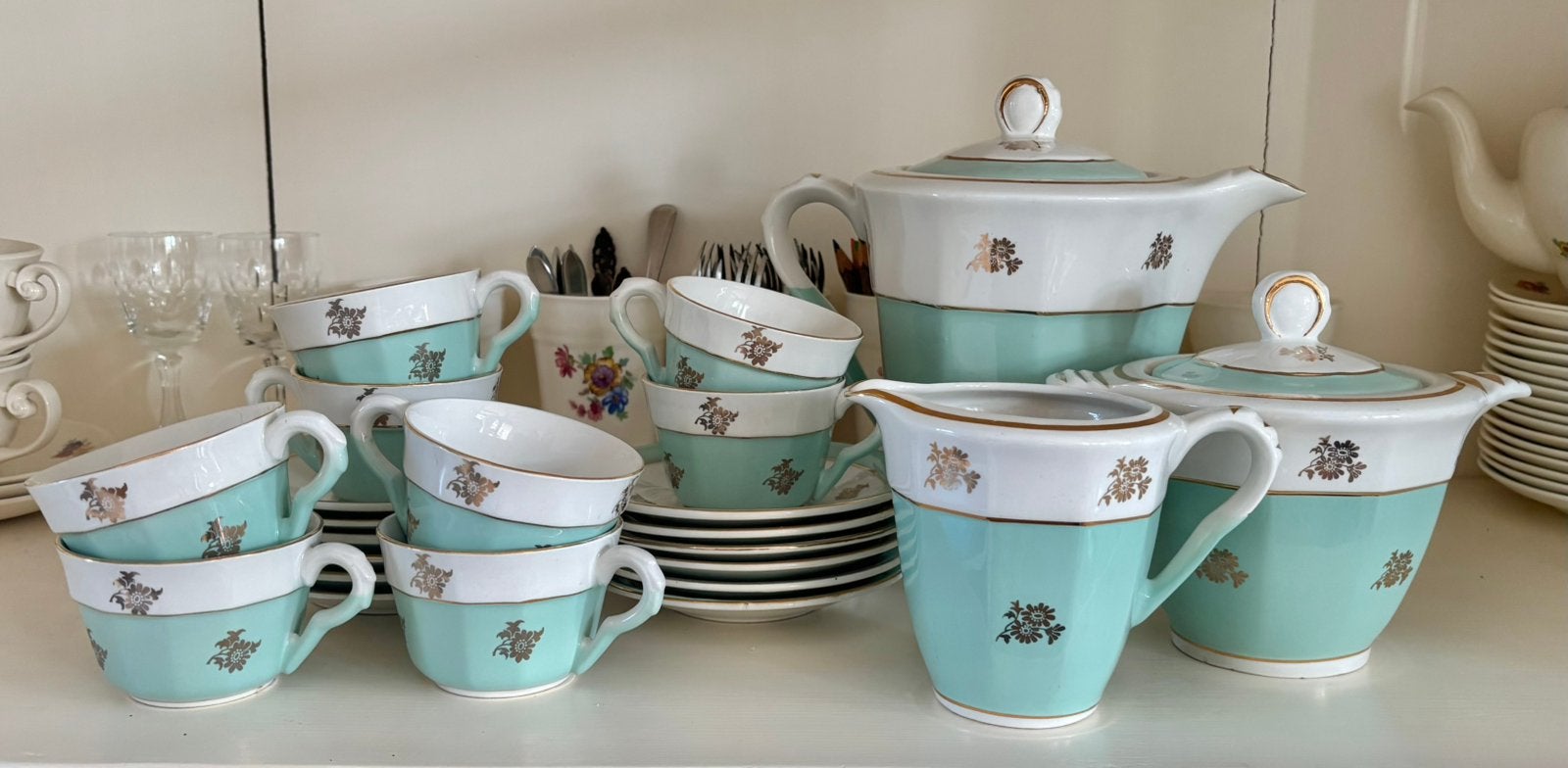 Frans theeservies pastel Moulin des Loops, Ophalen of Verzenden
