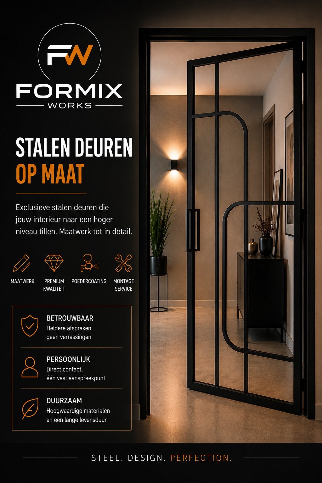 Droom jij van een exclusieve stalen deur op maat?, Ophalen of Verzenden, Nieuw, Metaal, Binnendeur