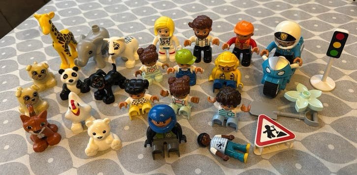 LEGO DUPLO Dieren, Poppetjes en Motor – Partij, Gebruikt, Ophalen of Verzenden, Minifiguur, Duplo