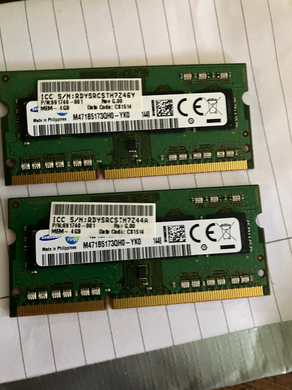 2x Samsung 4GB DDR3 RAM sodimm Geheugenmodules (8GB Totaal), Computers en Software, DDR3, Ophalen of Verzenden, Zo goed als nieuw