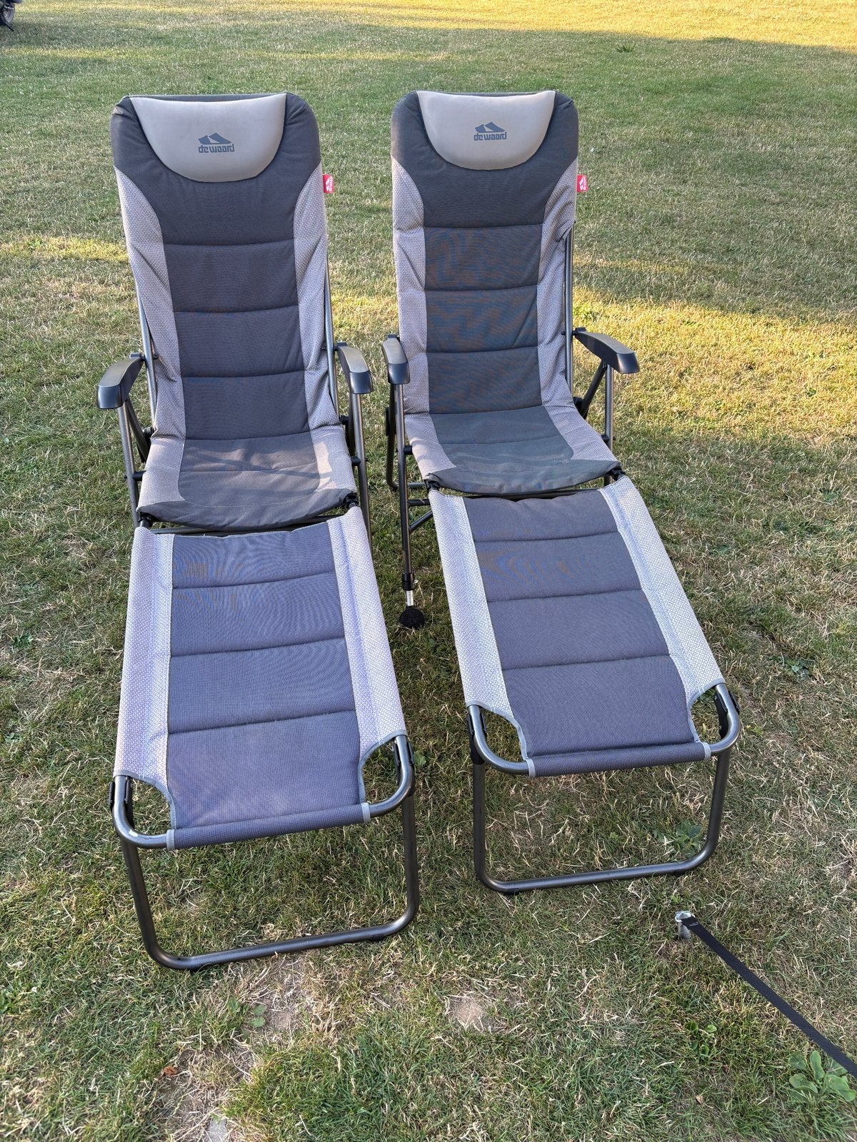 2x De Waard Munte campingstoelen met voetenbankjes, Ophalen, Gebruikt, Campingstoel