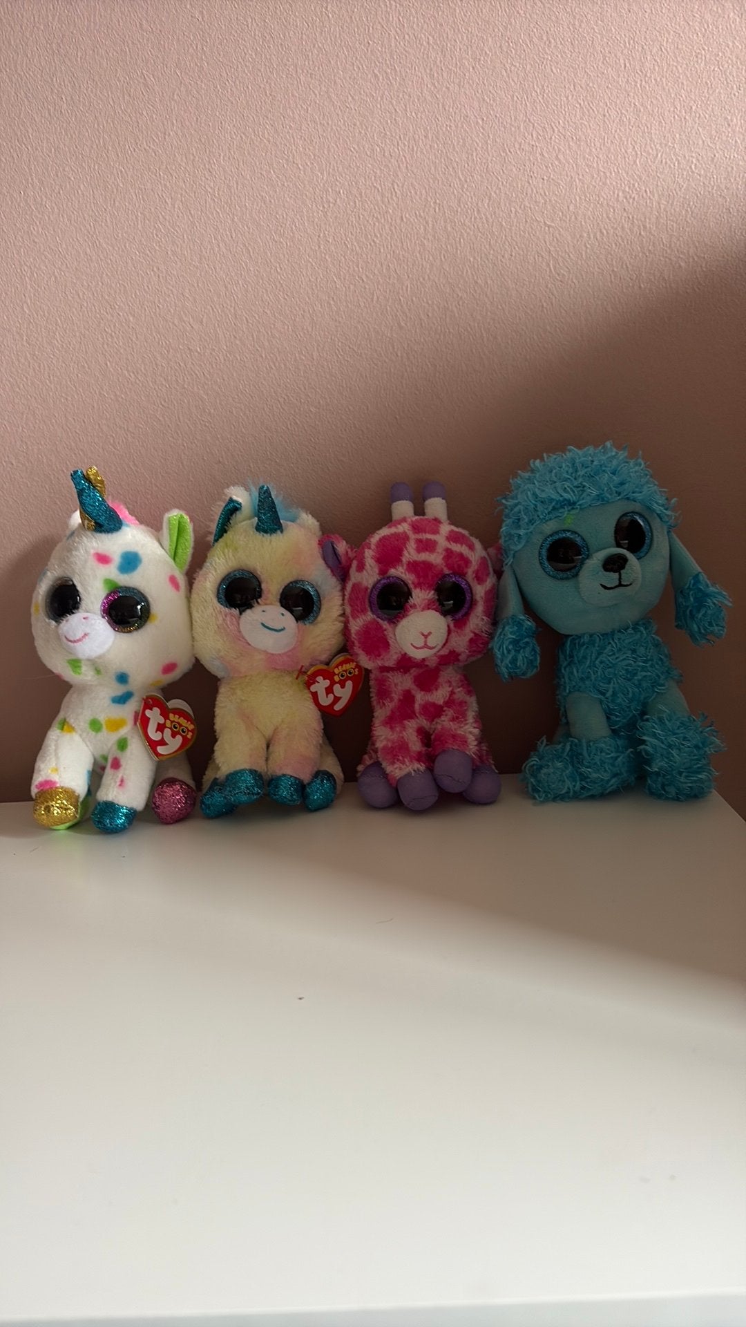 Leuke Ty Beanie Boo's knuffels - Eenhoorns, Giraf en Hond, Eenhoorn, Ophalen of Verzenden, Middelgroot (20 tot 80 cm), Wit