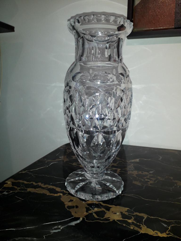 PRACHTIGE VINTAGE FACET GESLEPEN KRISTALLEN VAAS PERFECTE ST, Ophalen of Verzenden