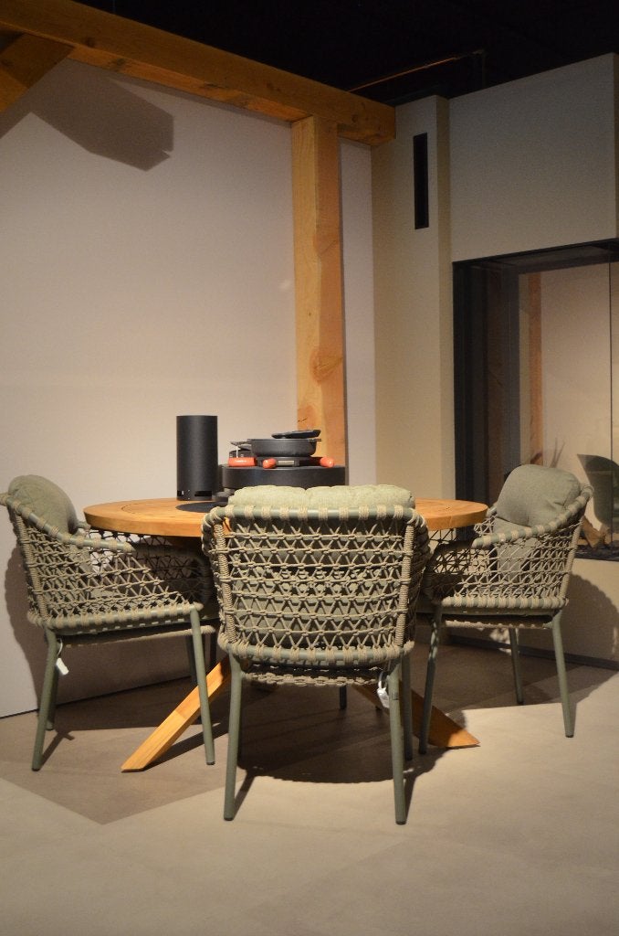 Jura diningset, Tuin en Terras, Tuinsets en Loungesets, 4 zitplaatsen, Ophalen of Verzenden, Zo goed als nieuw, Rvs
