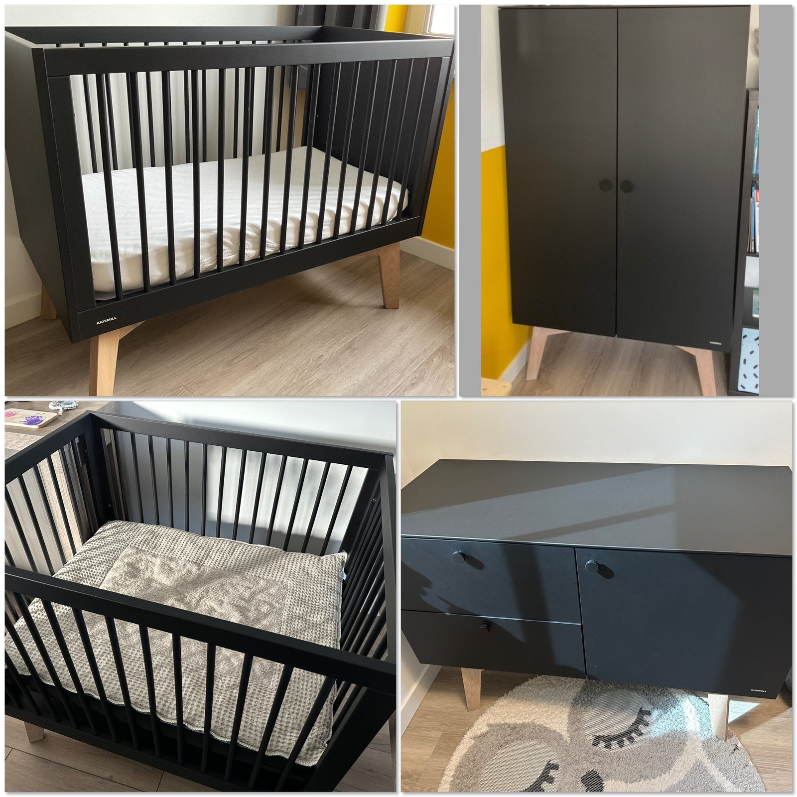 Kidsmill Sixties Zwart/Eiken - Commode, Kast, Ledikant, Box, Kinderen en Baby's, Kinderkamer | Complete kinderkamers, Ophalen