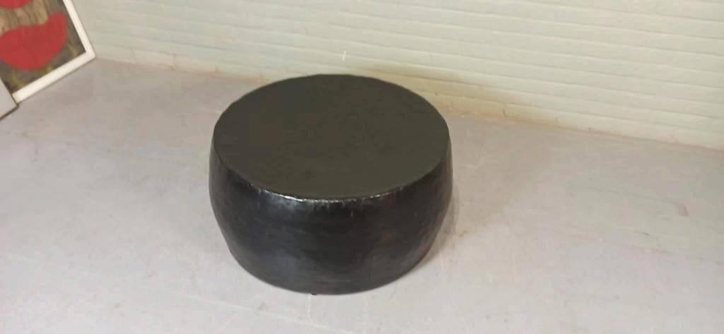 zwarte metalen trommel salontafel, rond, 70 cm, Huis en Inrichting, Ophalen, Tweedehands, Tweedehands, Metaal