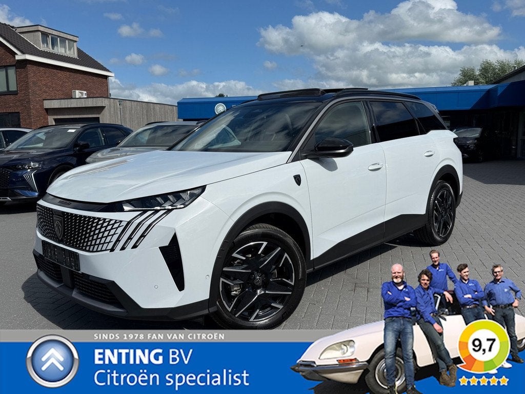 Peugeot 5008 1.2 Hybrid 145 GT Exclusive 7PERS SCHUIFDAK ALC, Auto's, Peugeot, 145 pk, Gebruikt, 1199 cc, Wit