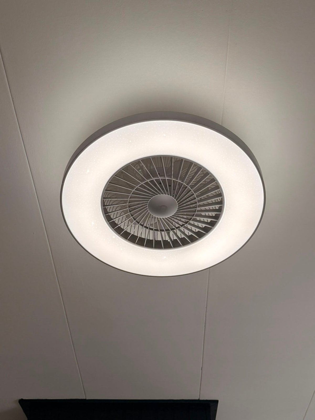 Plafondventilator zilver met ster effect 60cm (Qazqa), Ophalen, Zo goed als nieuw