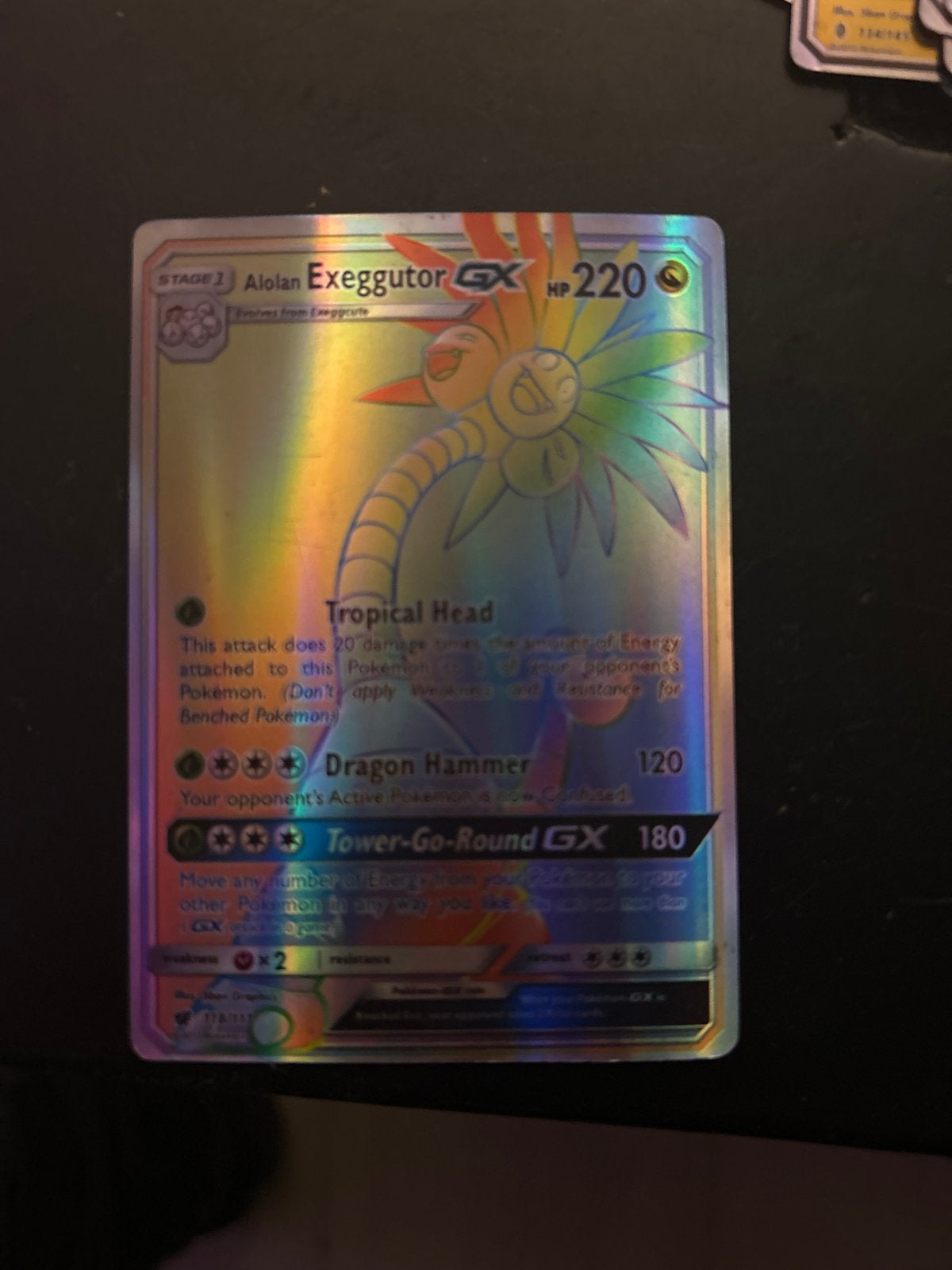 Alolan Exeggutor GX Rainbow Rare Pokémon Kaart, Verzenden, Zo goed als nieuw, Losse kaart, Foil
