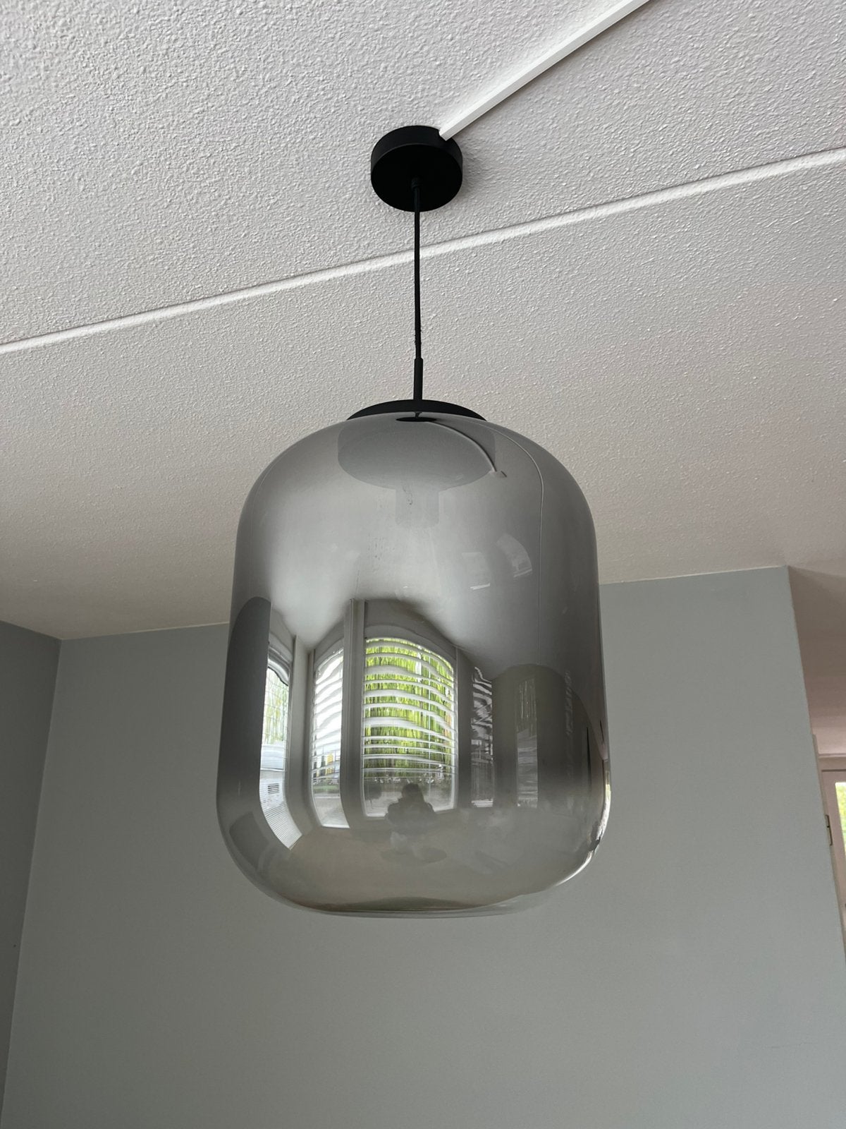 Hanglamp smoke glas, Ophalen, Zo goed als nieuw, E27 (groot)