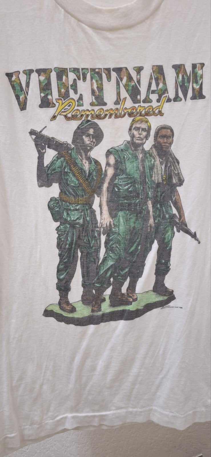Vintage T-shirt "Vietnam Remembered" uit 1989, Ophalen of Verzenden, Gedragen, Onbekend