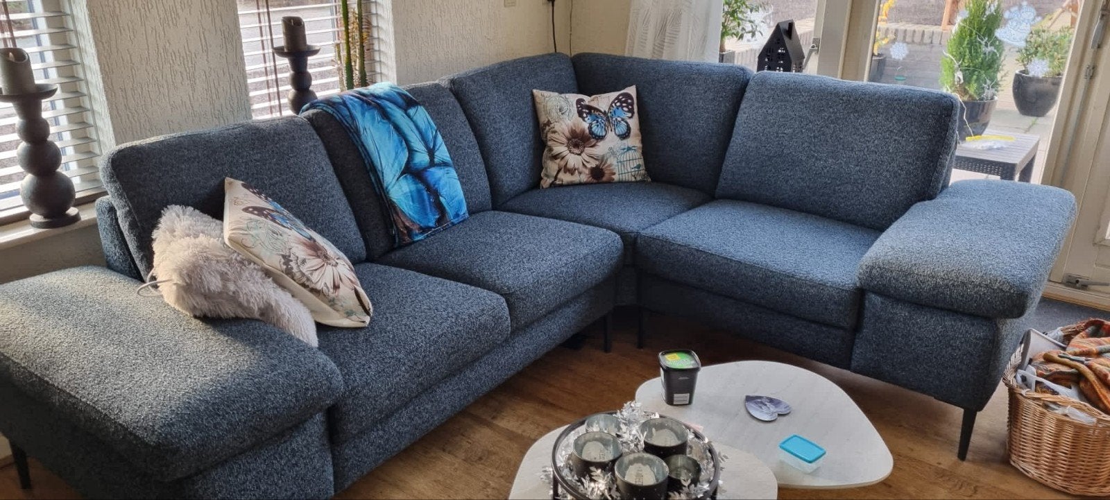 Schillen/koinor lounge bank blauw., Ophalen, Zo goed als nieuw, Vierpersoons of meer