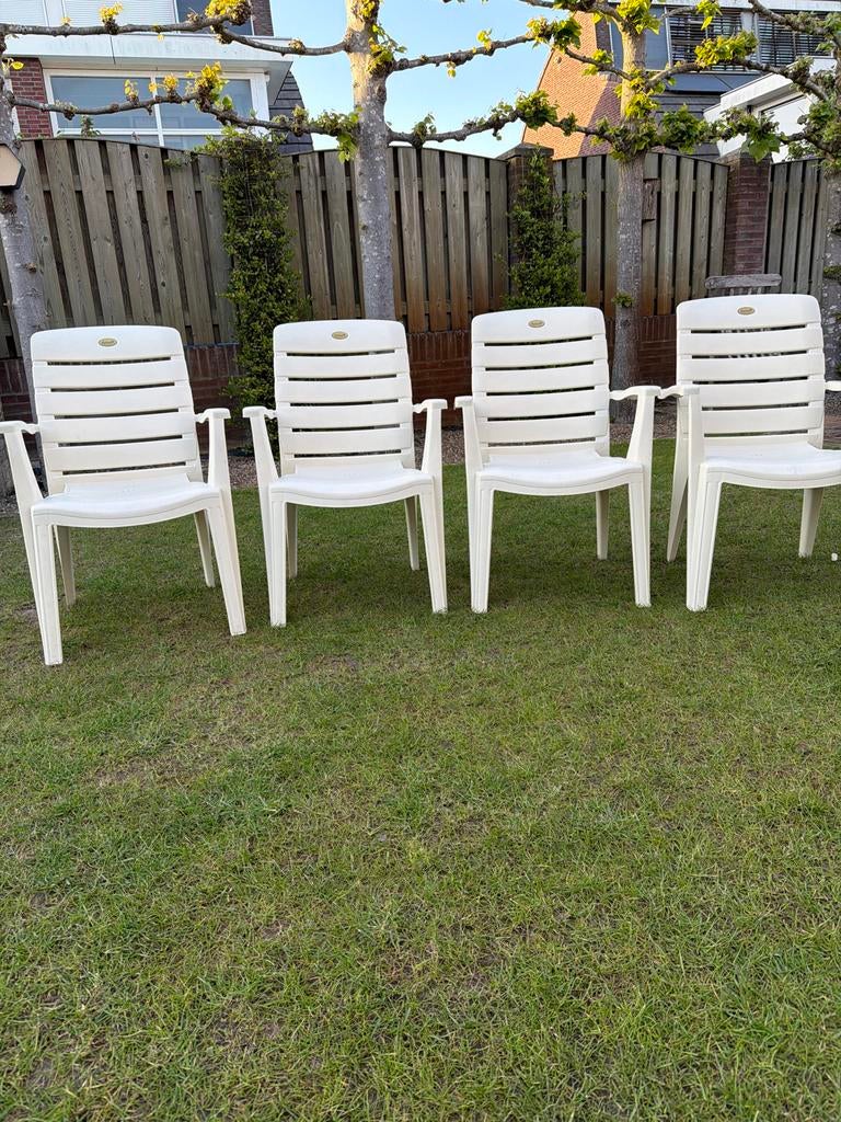4 Hartman Prestige tuinstoelen - Crème, Ophalen, Gebruikt, Kunststof, Stapelbaar
