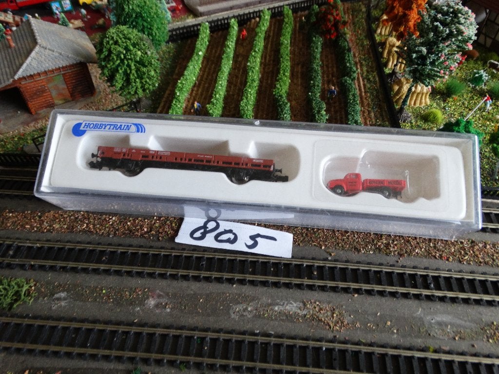 N-Spoor: HOBBYTRAIN H23819, adv 805, Flachwagen DB, Ep 3., Hobby en Vrije tijd, Modeltreinen | N-Spoor, Overige merken, Gelijkstroom of Wisselstroom