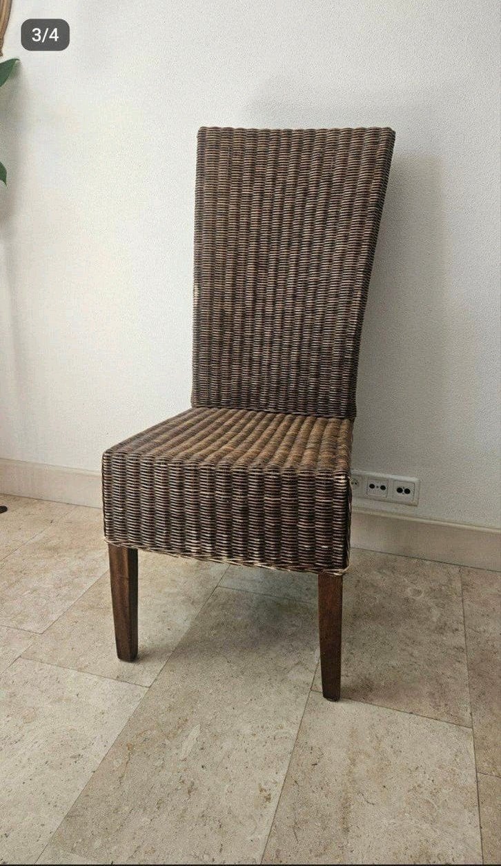 4 rotan stoelen rotan, Ophalen, Bruin, Riet of Rotan, Vier